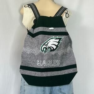Philadelphia Eagles Knit Backpack Green White Logo Drawstring Sling Bag 17x15x5